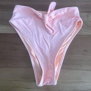 Aerie High Waisted High Cut Cheeky Bikini Bottoms Tie‎ Front Pink Size XS
